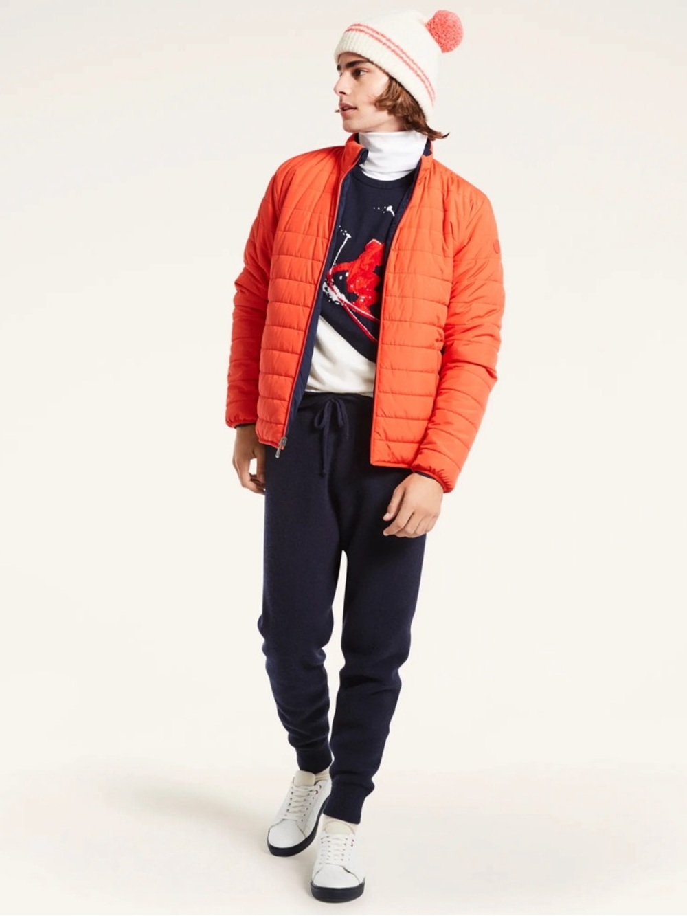 Brooks Brothers Reversible Quilted Orange & Navy Blue Insulated Puffer Jacket